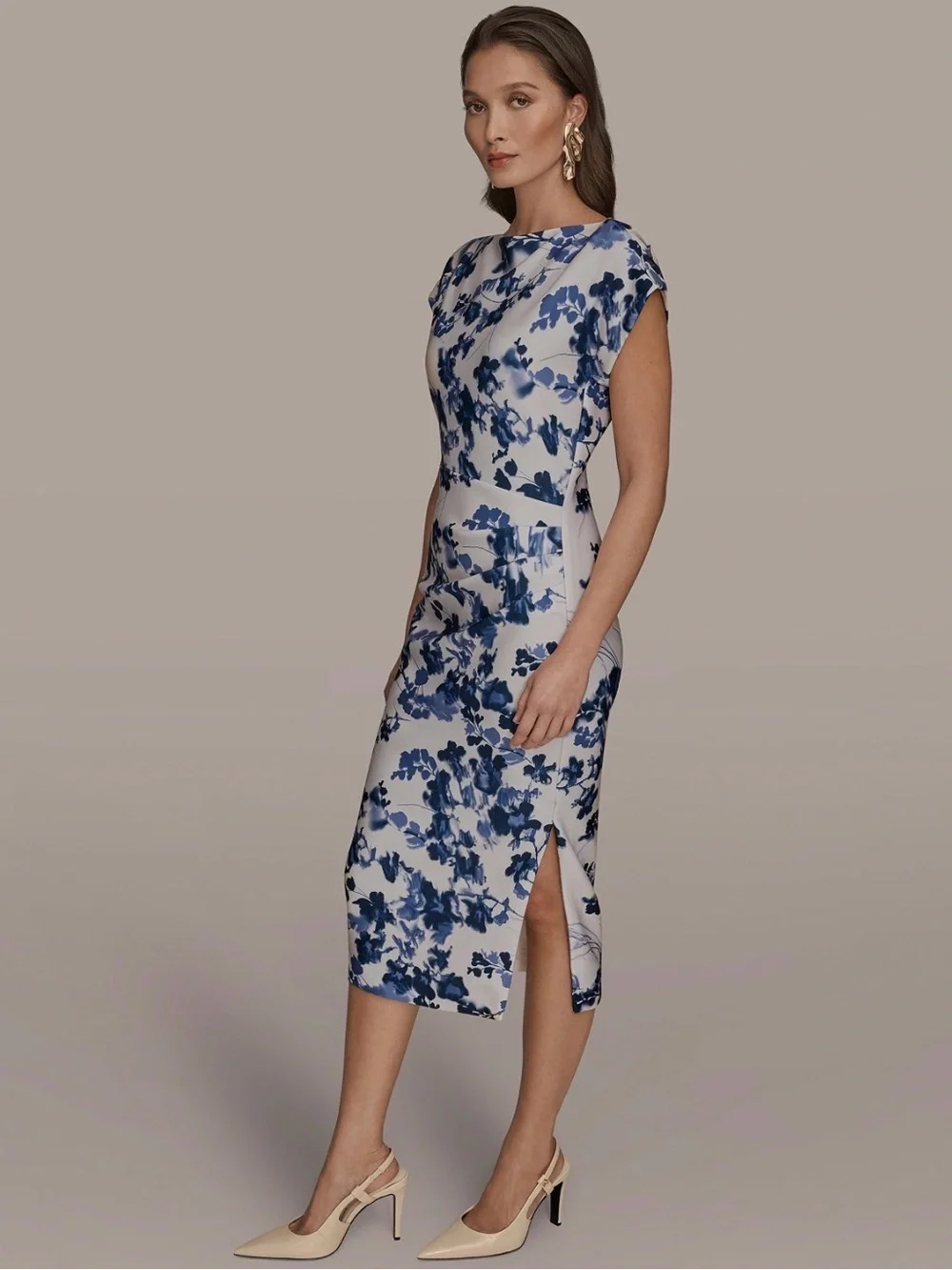 NWT Donna Karan Women's Boat Neck Midi Dress. Size 14. - Picture 2 of 11